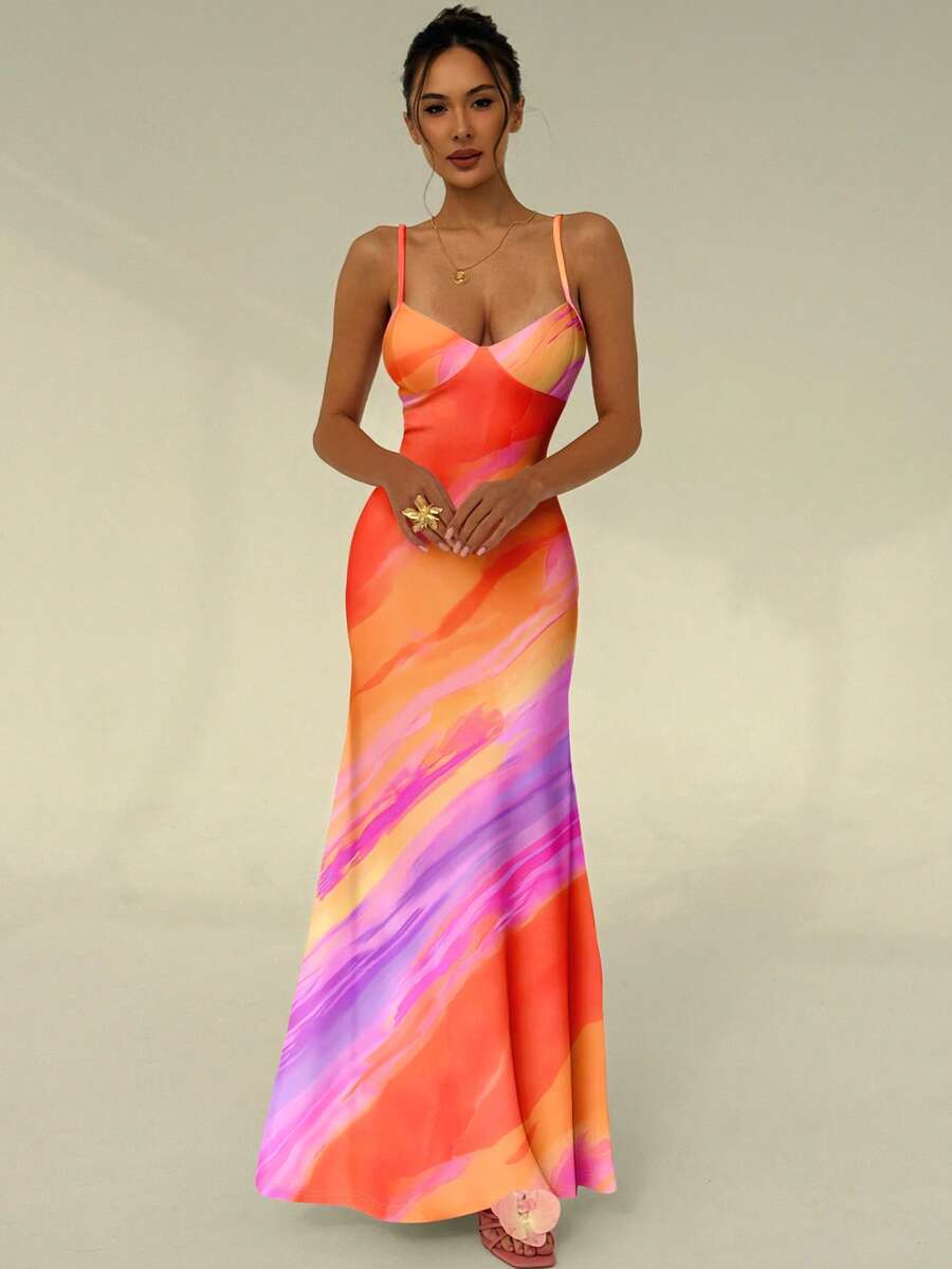 SOLARA - Floral Bodycon Maxi Dress