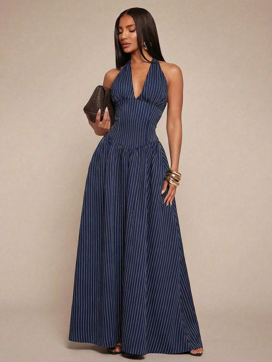 MARAIS - Halter Neck A-Line Maxi Dress