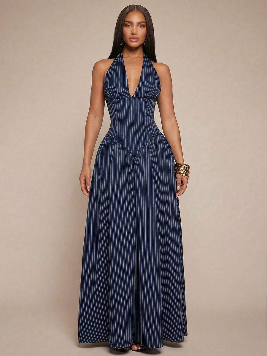 MARAIS - Halter Neck A-Line Maxi Dress