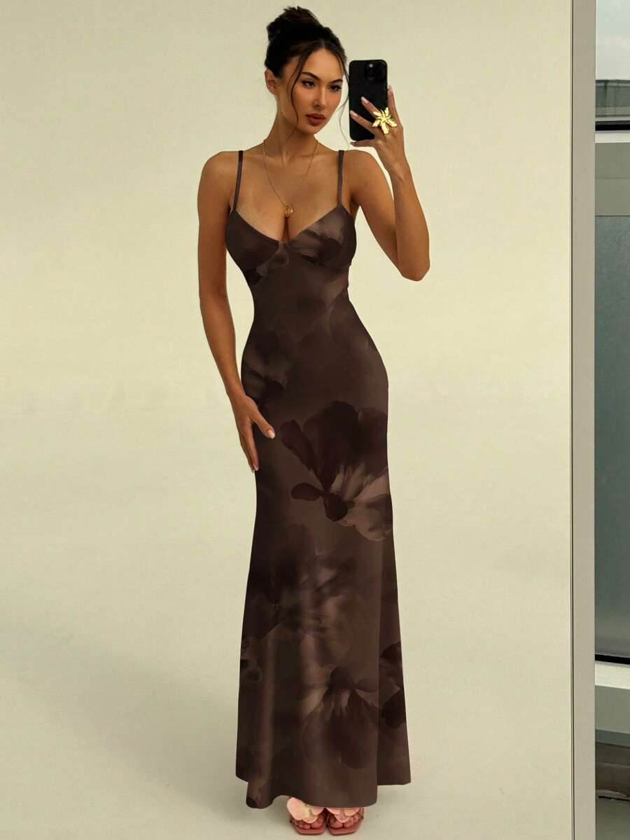 AZURA - Printed Cami Bodycon Maxi Dress