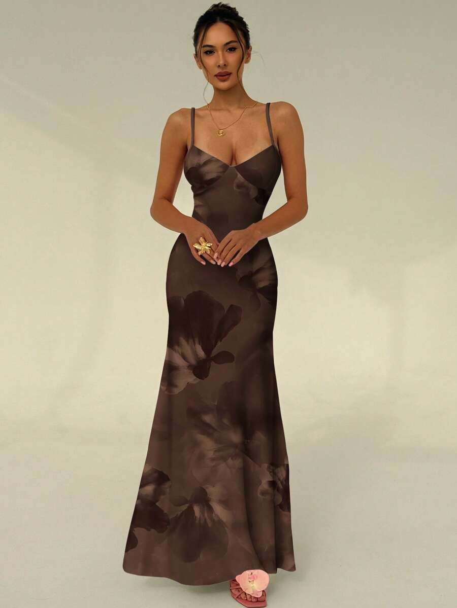 AZURA - Printed Cami Bodycon Maxi Dress
