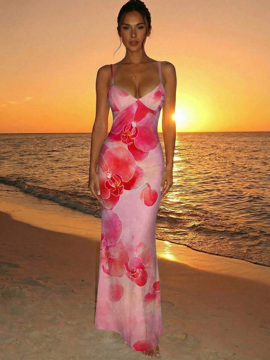 Soléa -Polka Dot Bodycon Maxi Dress