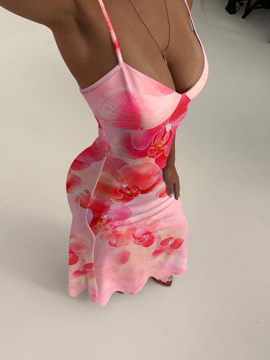 Soléa -Polka Dot Bodycon Maxi Dress