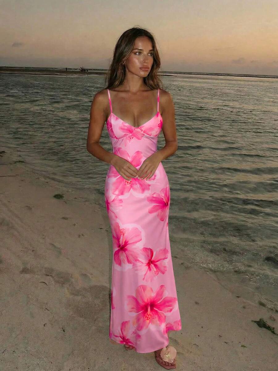 AZURA - Printed Cami Bodycon Maxi Dress