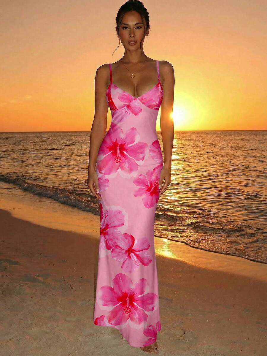 AZURA - Printed Cami Bodycon Maxi Dress