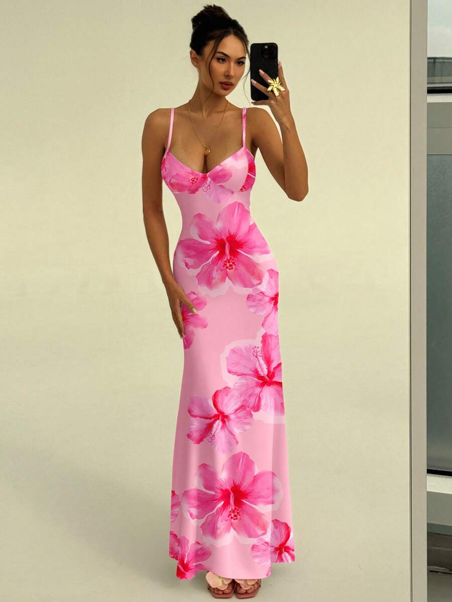 AZURA - Printed Cami Bodycon Maxi Dress