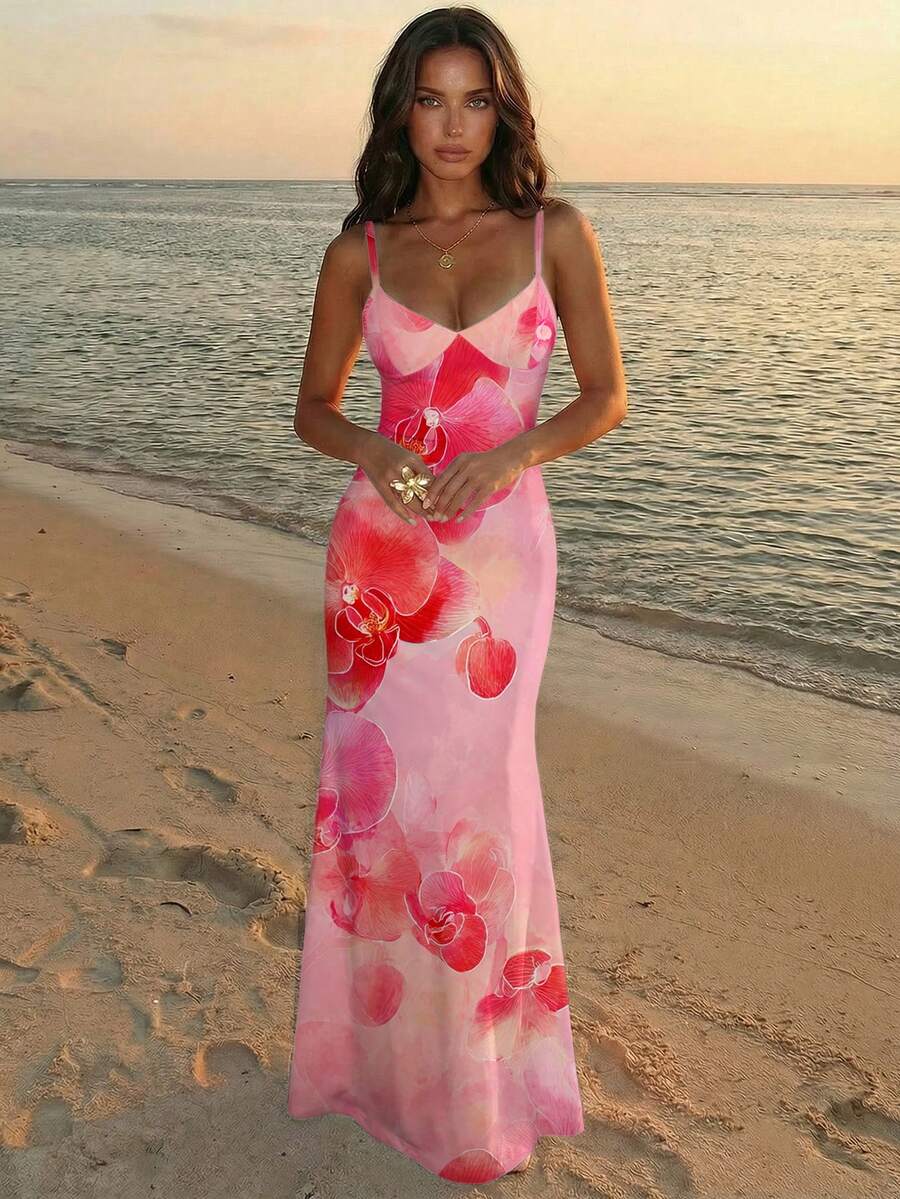 Soléa -Polka Dot Bodycon Maxi Dress