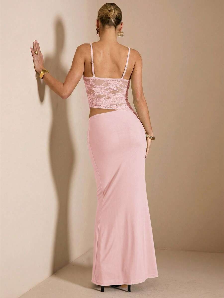 NARILA - Lace Panel Bodycon Maxi Dress