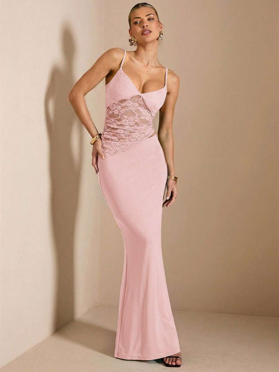 NARILA - Lace Panel Bodycon Maxi Dress