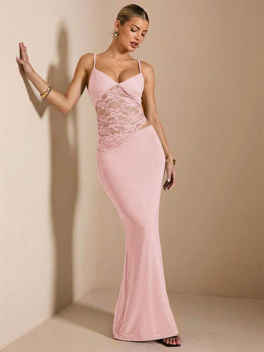 NARILA - Lace Panel Bodycon Maxi Dress