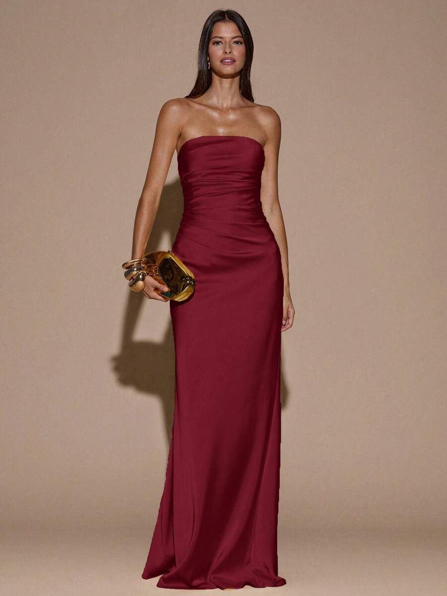 RAVELLE - Backless Mermaid Maxi Dress Burgundy