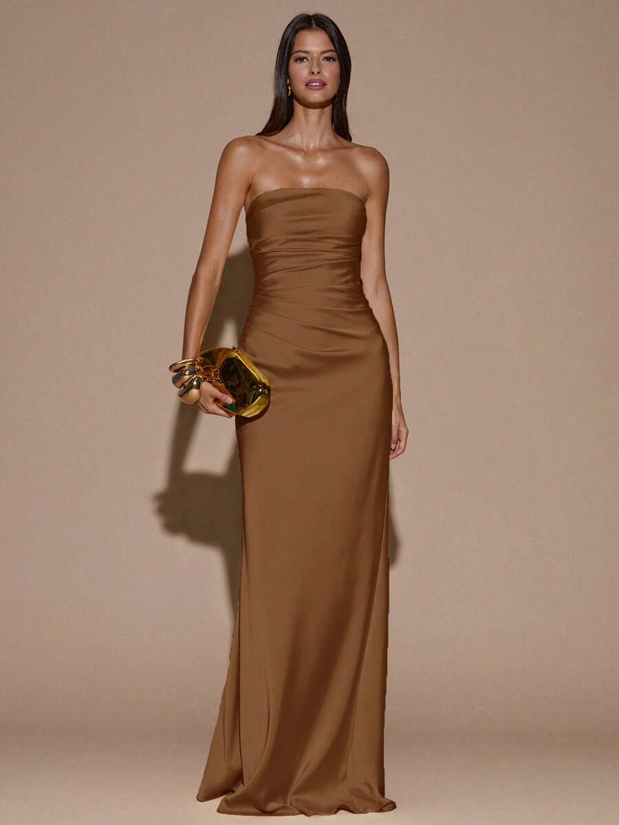 LUMIÈR - Maxi Mermaid Evening Dress Brown