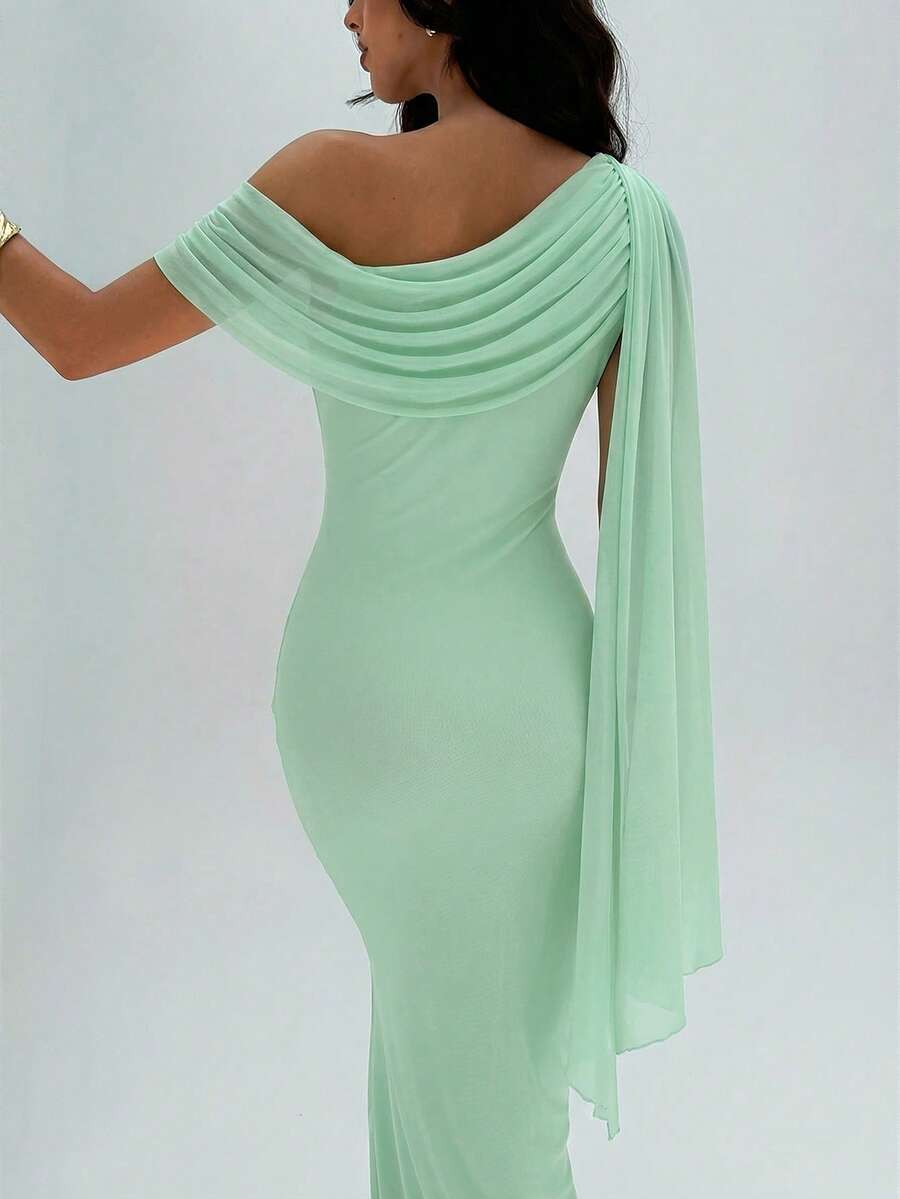 NOIREL - Asymmetric One Shoulder Bodycon Maxi Dress
