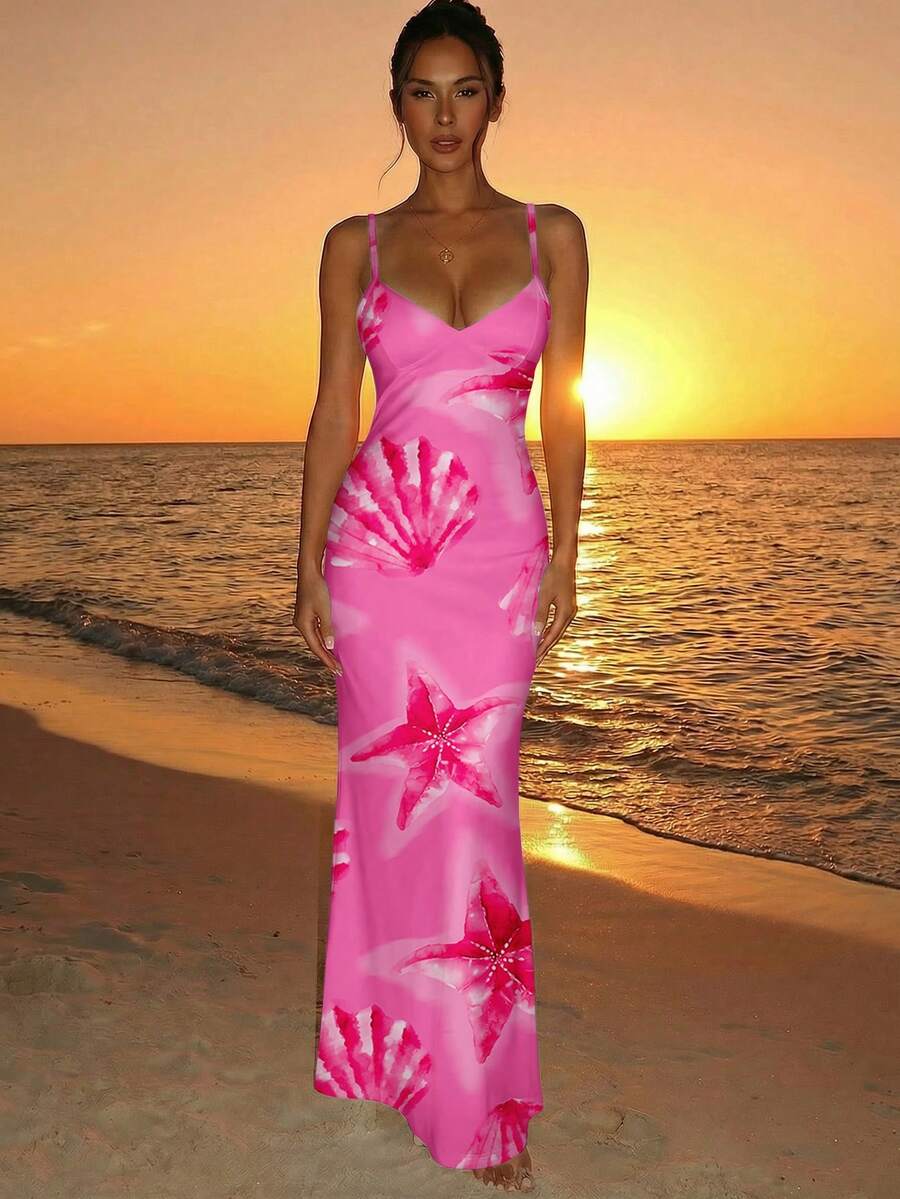 SOLARA - Floral Bodycon Maxi Dress