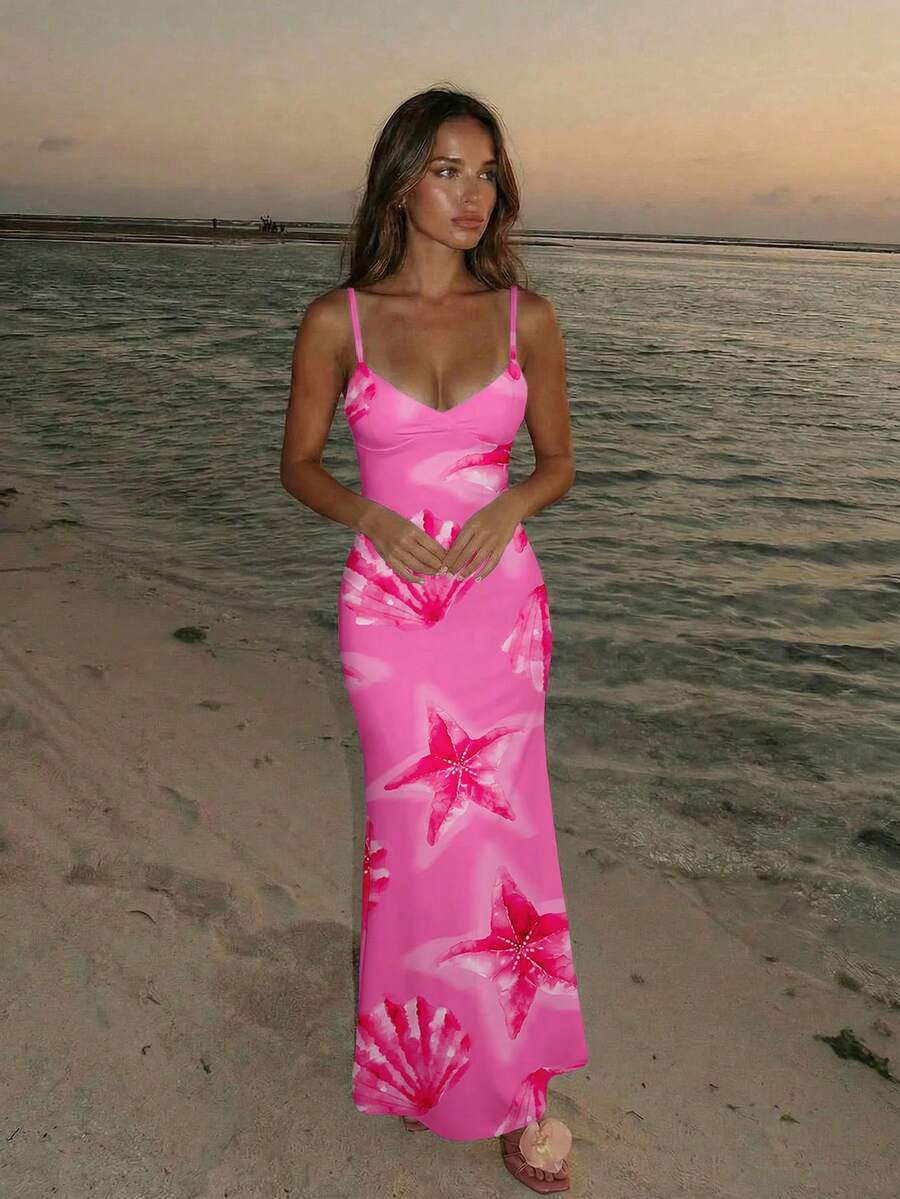 SOLARA - Floral Bodycon Maxi Dress