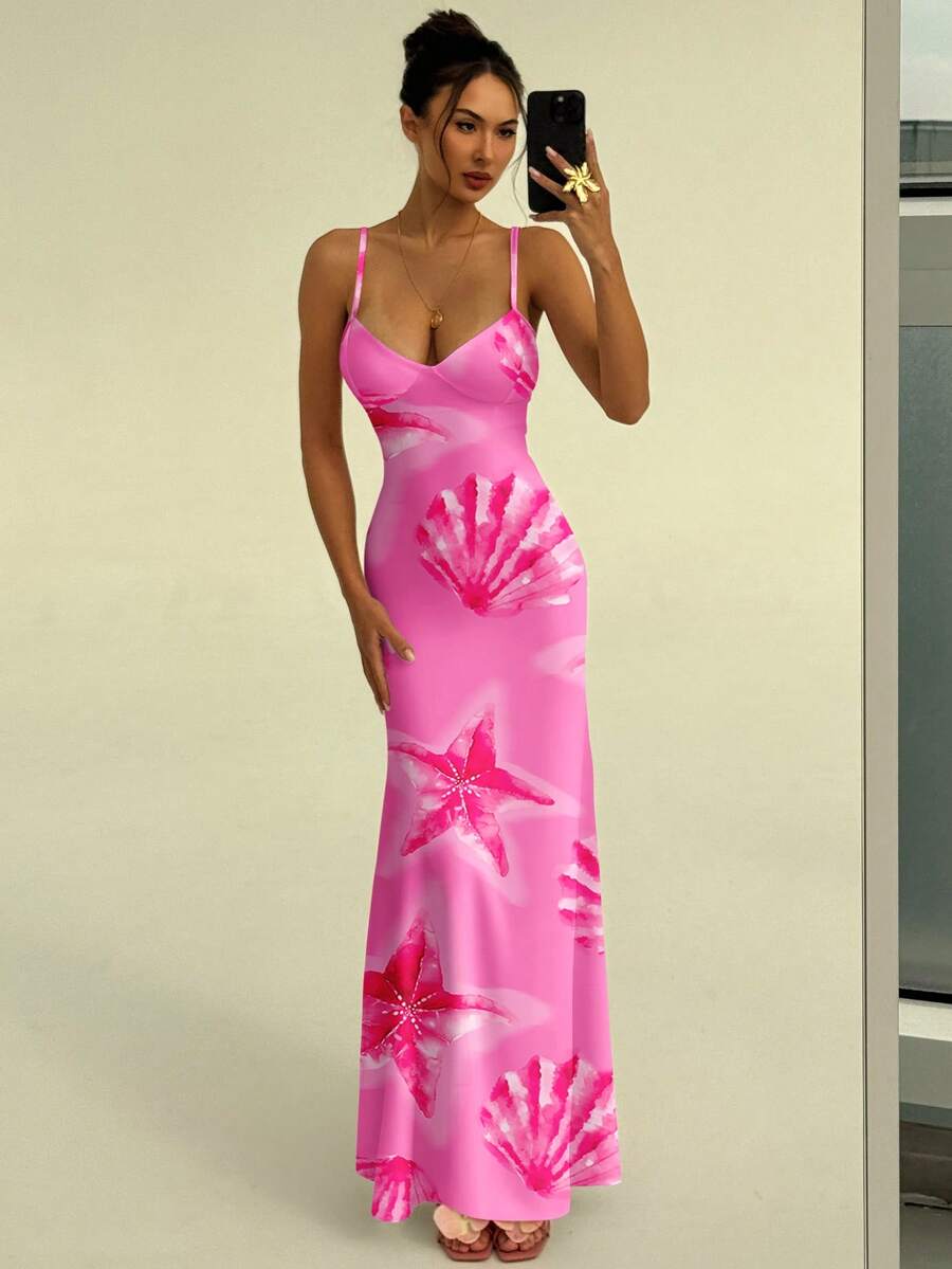 SOLARA - Floral Bodycon Maxi Dress