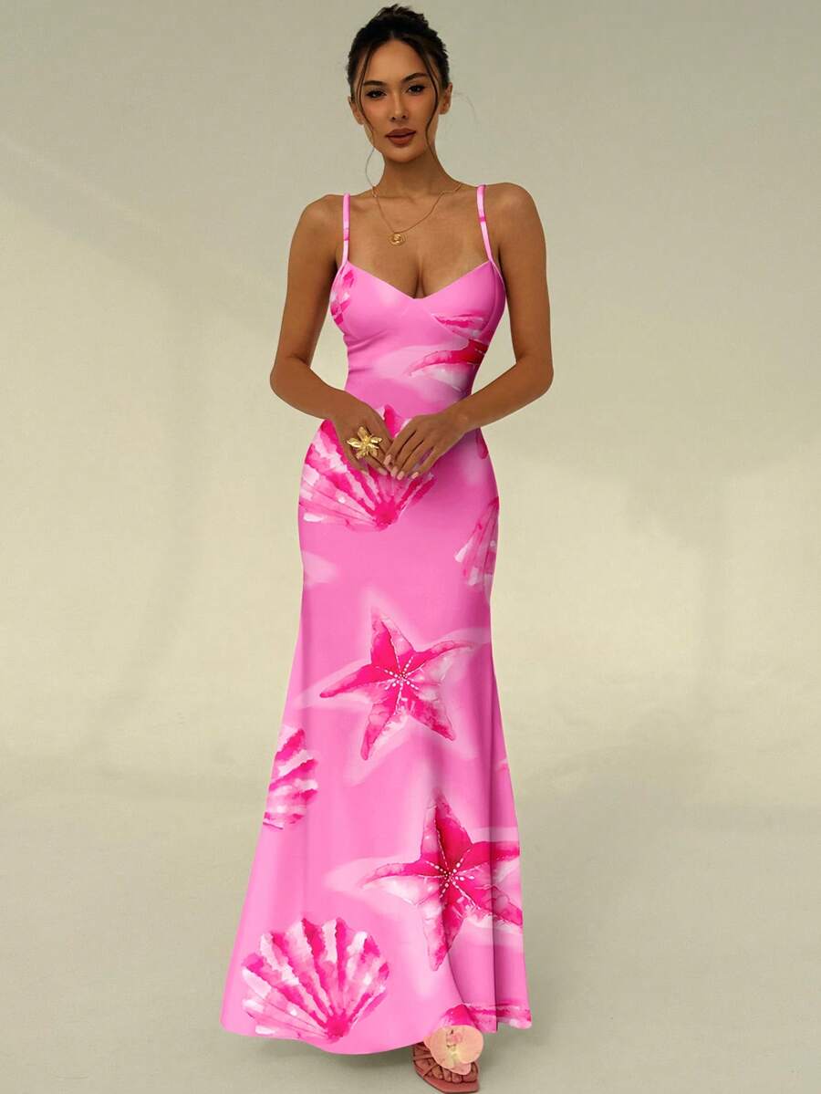SOLARA - Floral Bodycon Maxi Dress