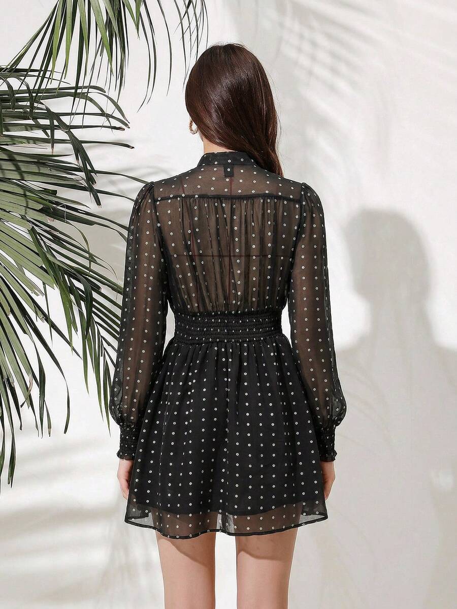 VALISSA - Long Sleeve A Line Mini Dress