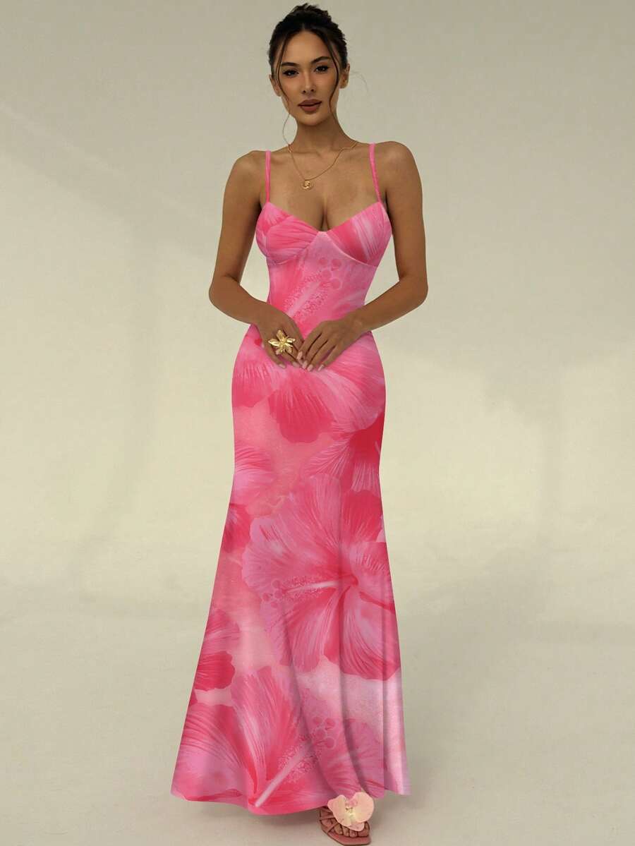 AZURA - Printed Cami Bodycon Maxi Dress