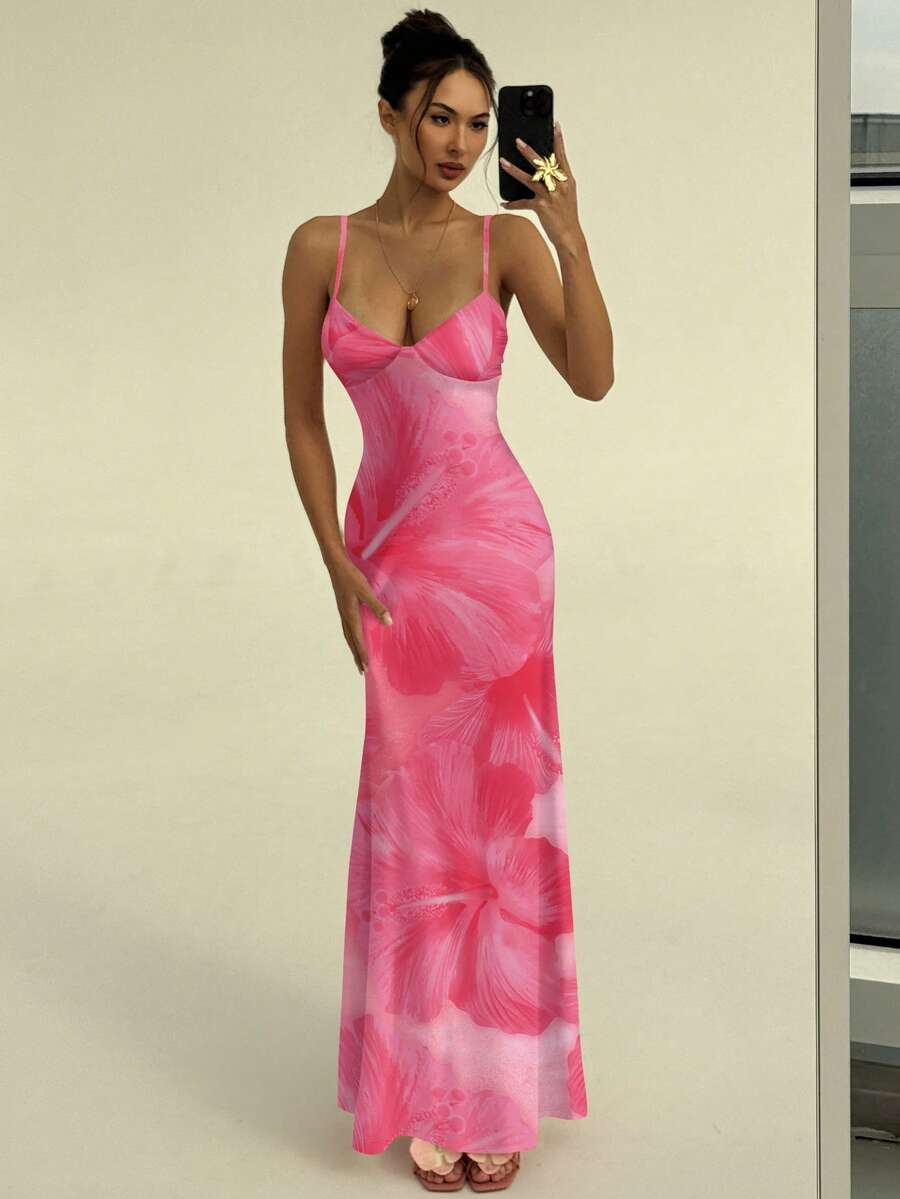 AZURA - Printed Cami Bodycon Maxi Dress