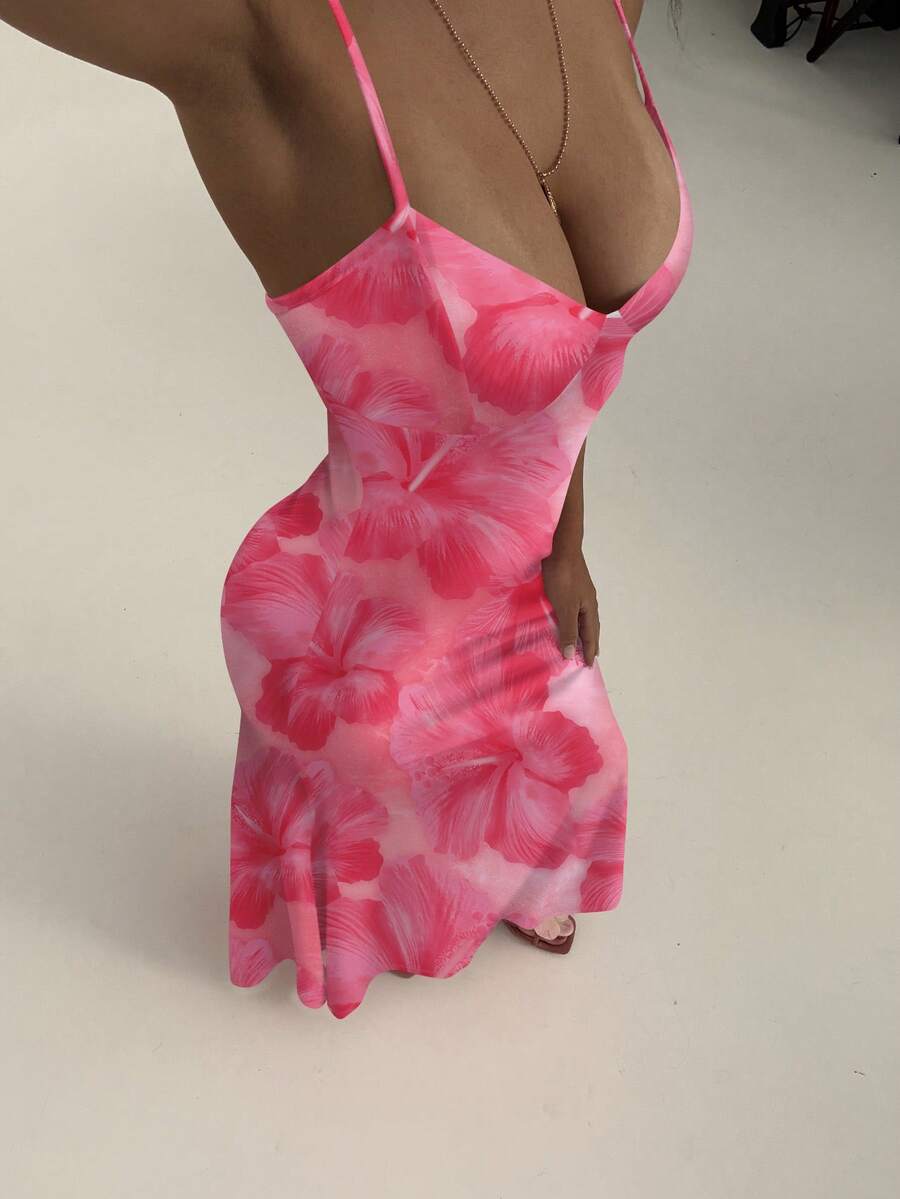 AZURA - Printed Cami Bodycon Maxi Dress