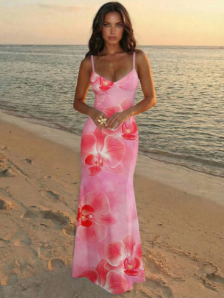 SOLARA - Floral Bodycon Maxi Dress Multicolor_4