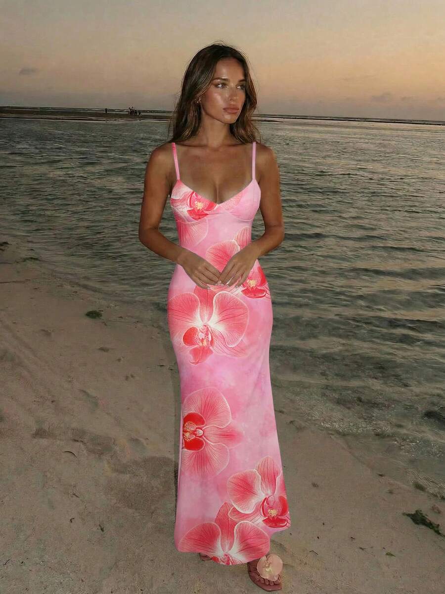 Soléa -Polka Dot Bodycon Maxi Dress