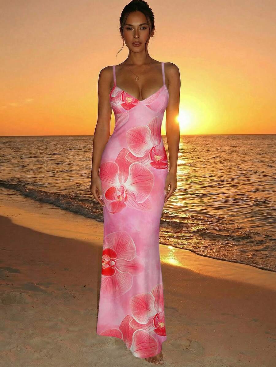 Soléa -Polka Dot Bodycon Maxi Dress