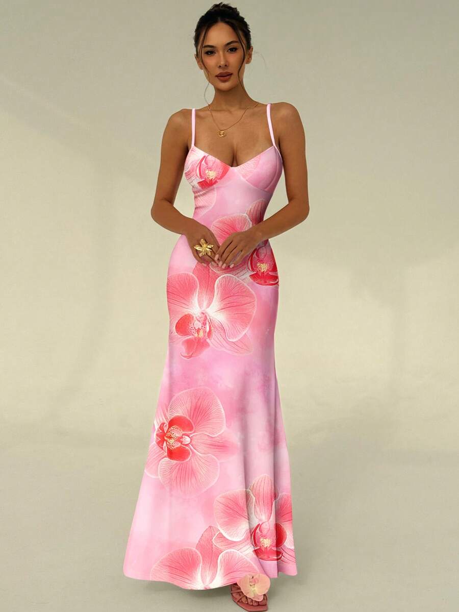 Soléa -Polka Dot Bodycon Maxi Dress