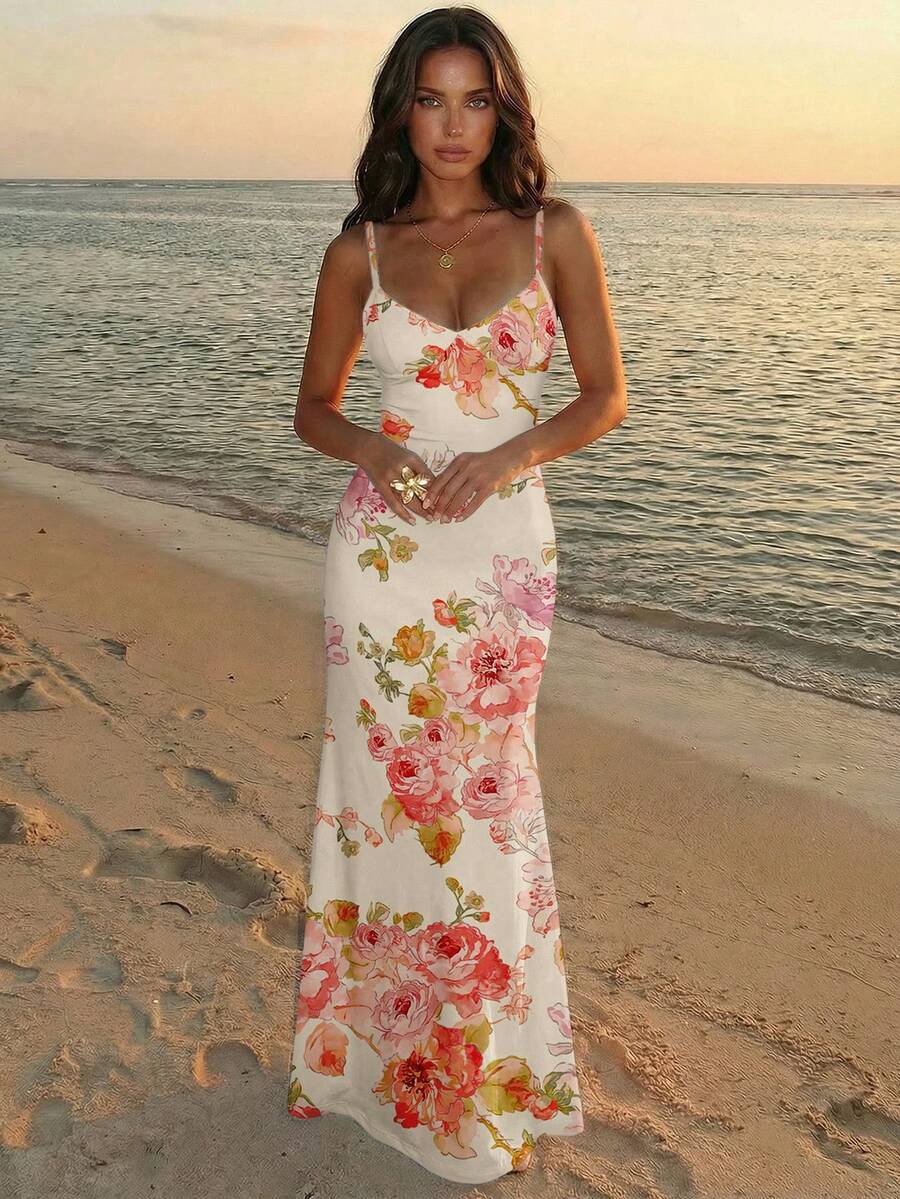 AZURA - Printed Cami Bodycon Maxi Dress Multicolor_1