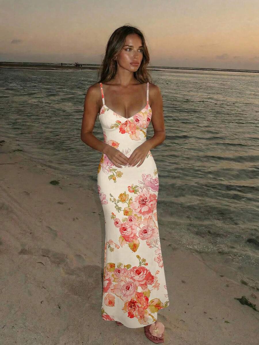 AZURA - Printed Cami Bodycon Maxi Dress