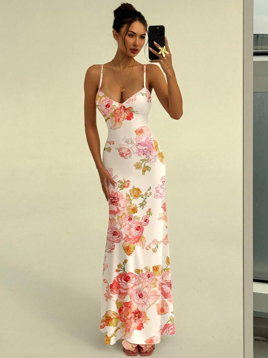 AZURA - Printed Cami Bodycon Maxi Dress