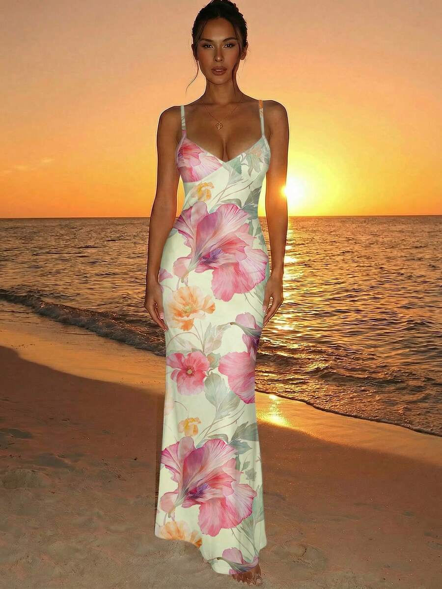 SOLARA - Floral Bodycon Maxi Dress Multicolor_3