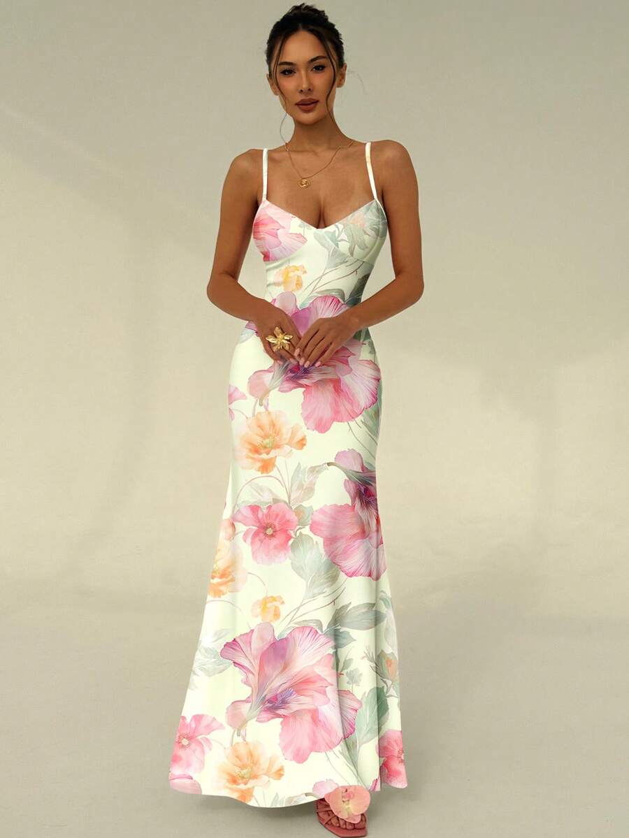 SOLARA - Floral Bodycon Maxi Dress