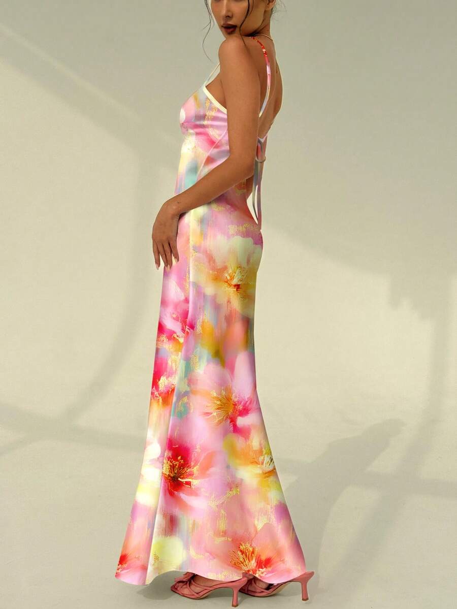 SUNFLARE – Tropical Print Bodycon Maxi Dress