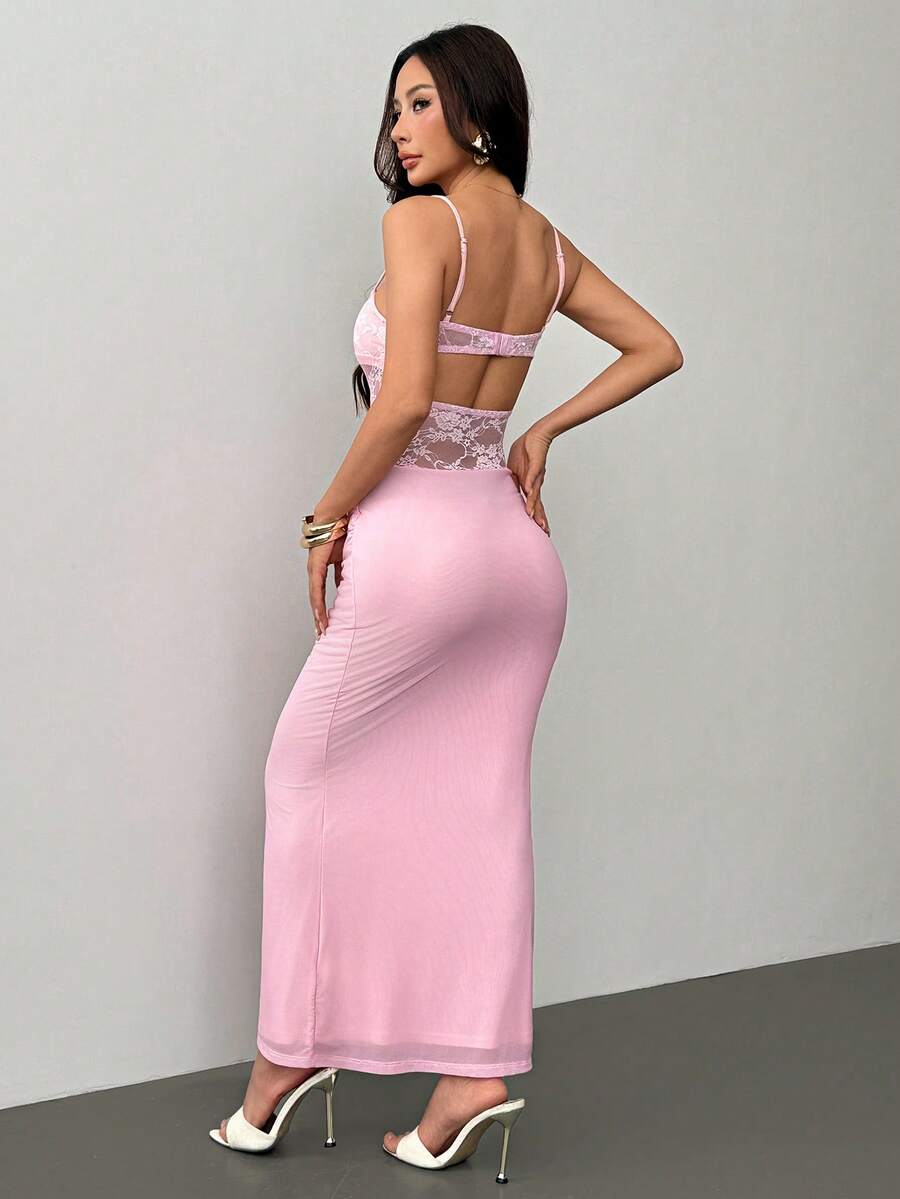 VALE -Lace Cami Bodycon Maxi Dress