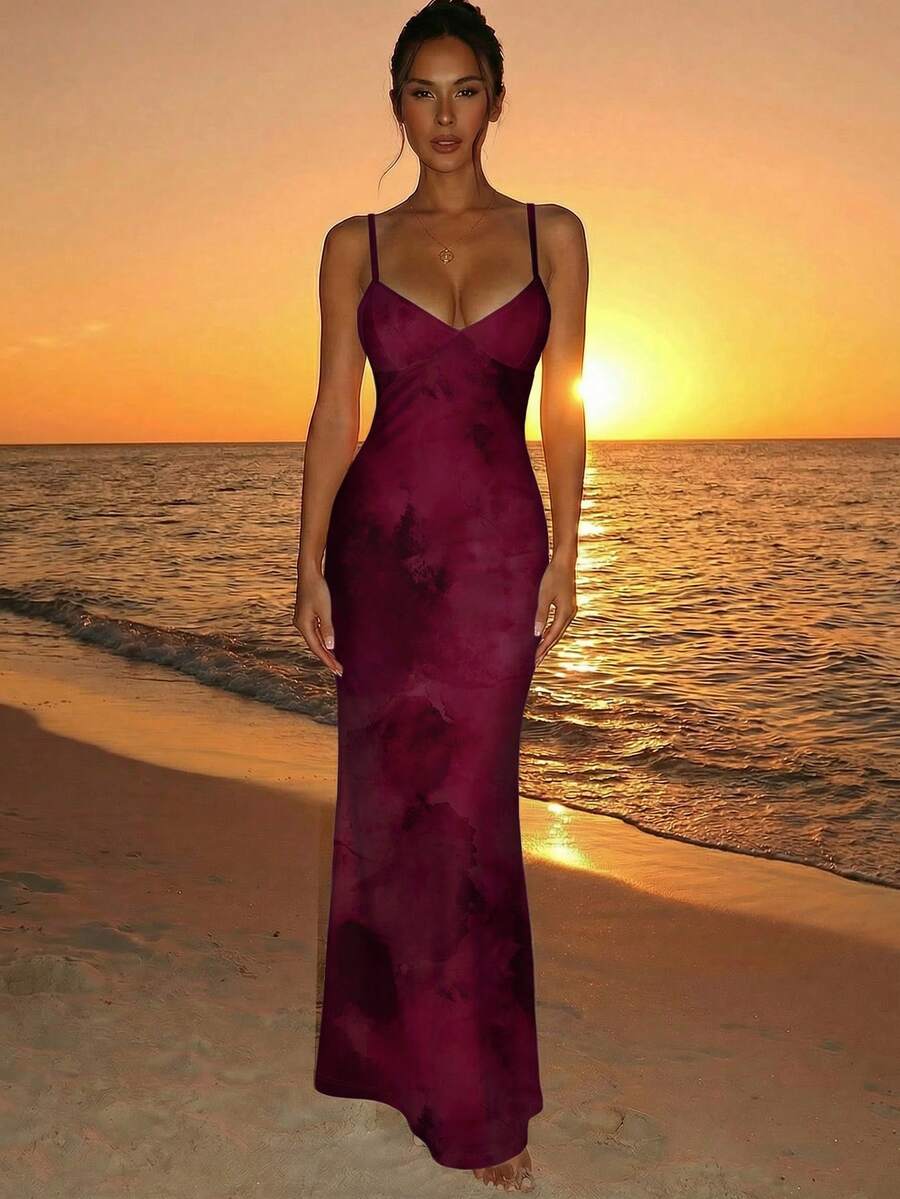 AZURA - Printed Cami Bodycon Maxi Dress