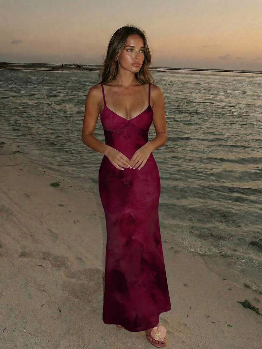 AZURA - Printed Cami Bodycon Maxi Dress