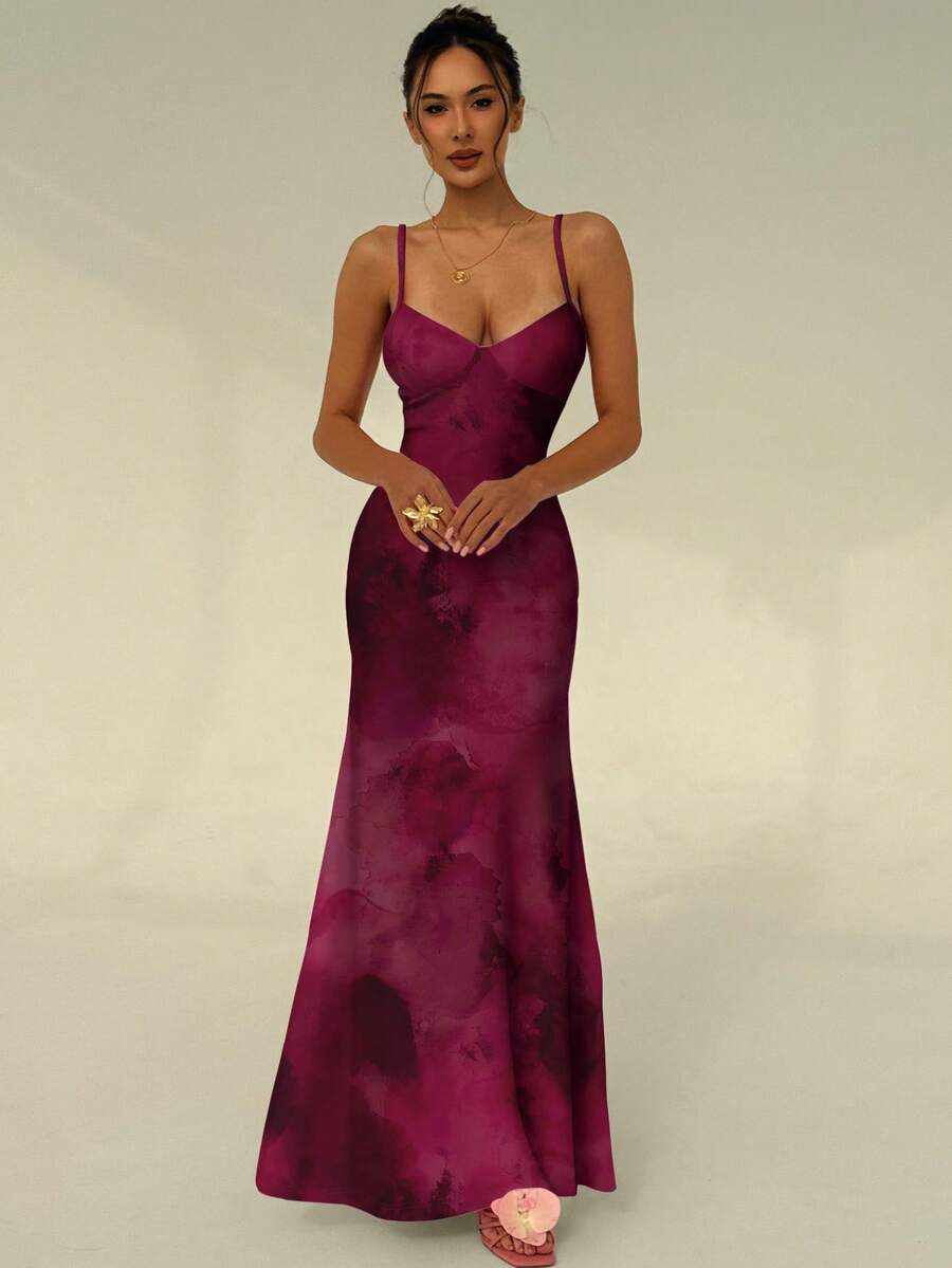 AZURA - Printed Cami Bodycon Maxi Dress
