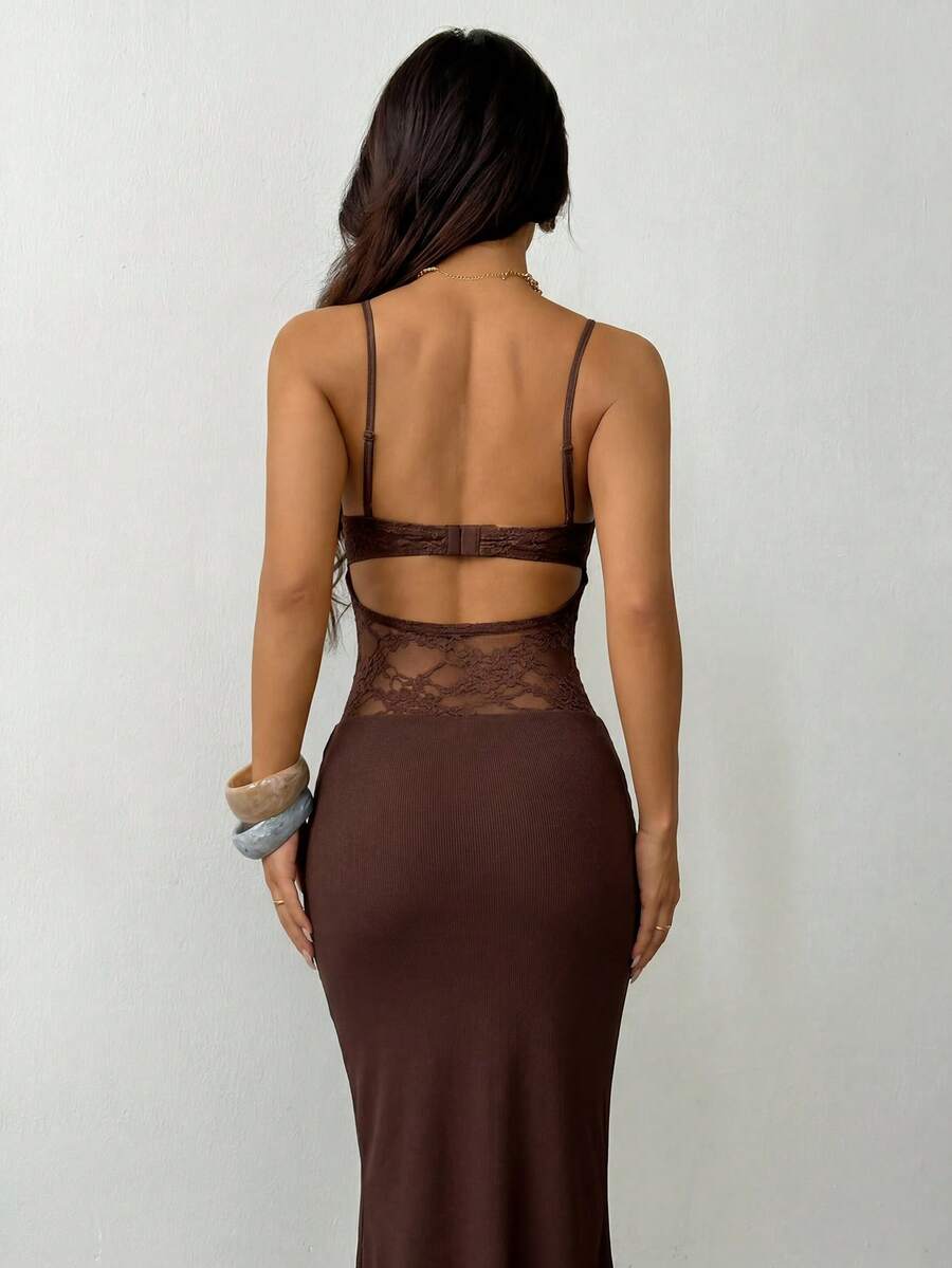 VALE -Lace Cami Bodycon Maxi Dress