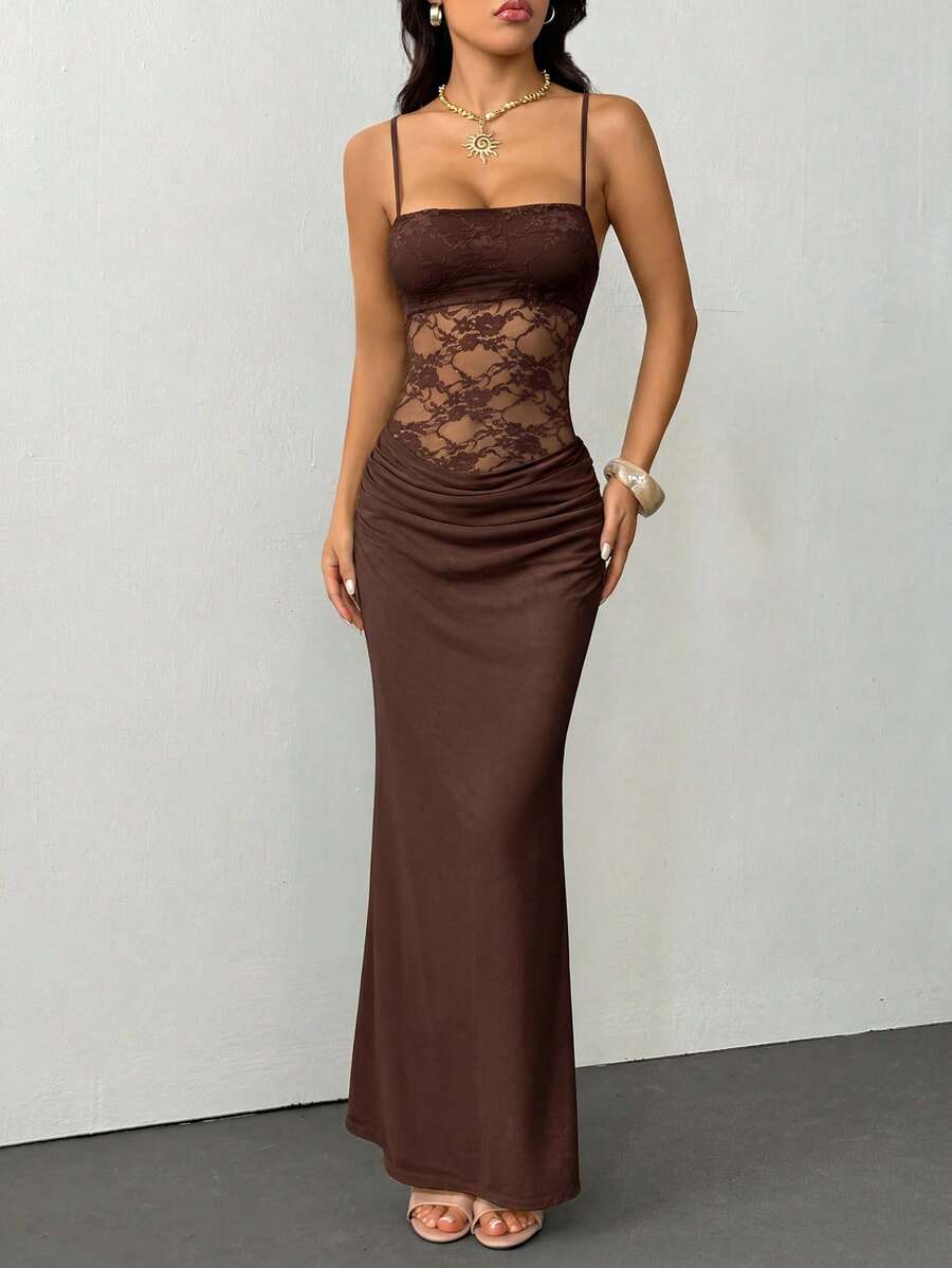 VALE -Lace Cami Bodycon Maxi Dress