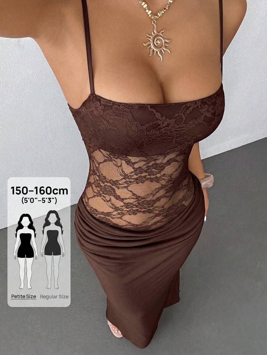VALE -Lace Cami Bodycon Maxi Dress