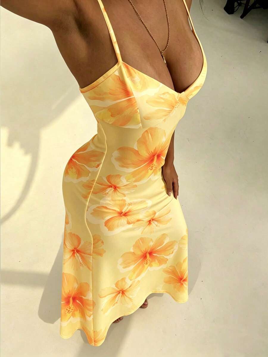 AZURA - Printed Cami Bodycon Maxi Dress