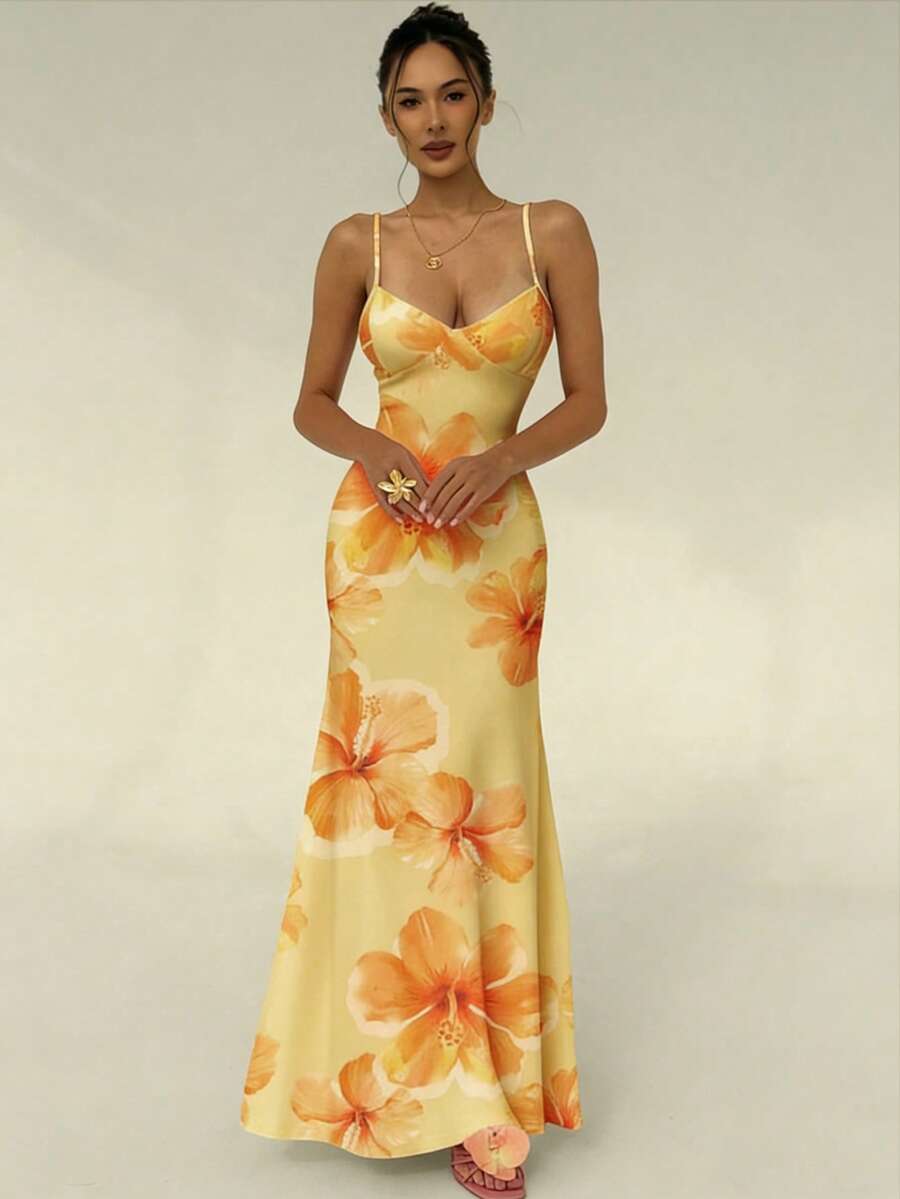 AZURA - Printed Cami Bodycon Maxi Dress