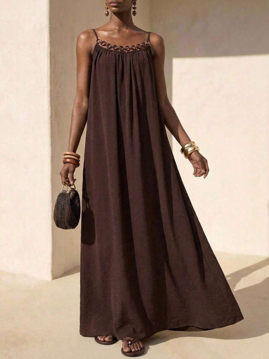 NOMÉA – Boho Flared Maxi Dress Brown_5