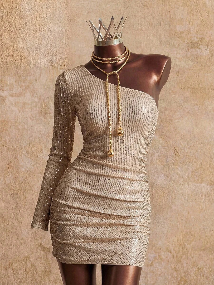 Serévaé – Sequin Asymmetrical Bodycon Mini Dress