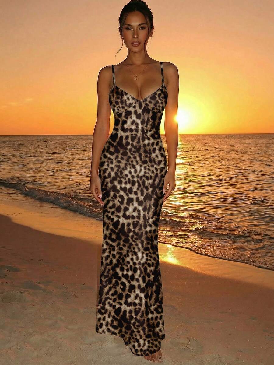 Soléa -Polka Dot Bodycon Maxi Dress