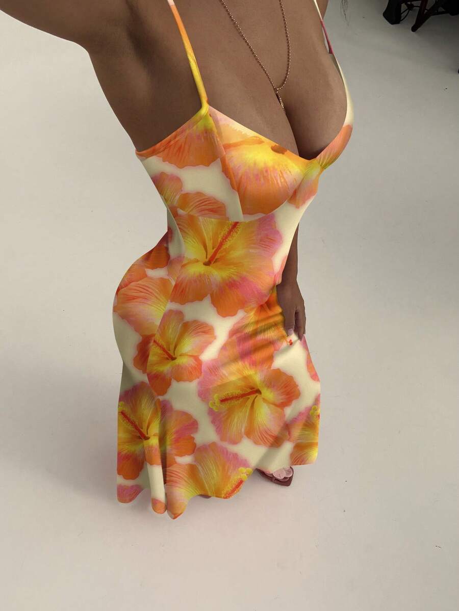 AZURA - Printed Cami Bodycon Maxi Dress