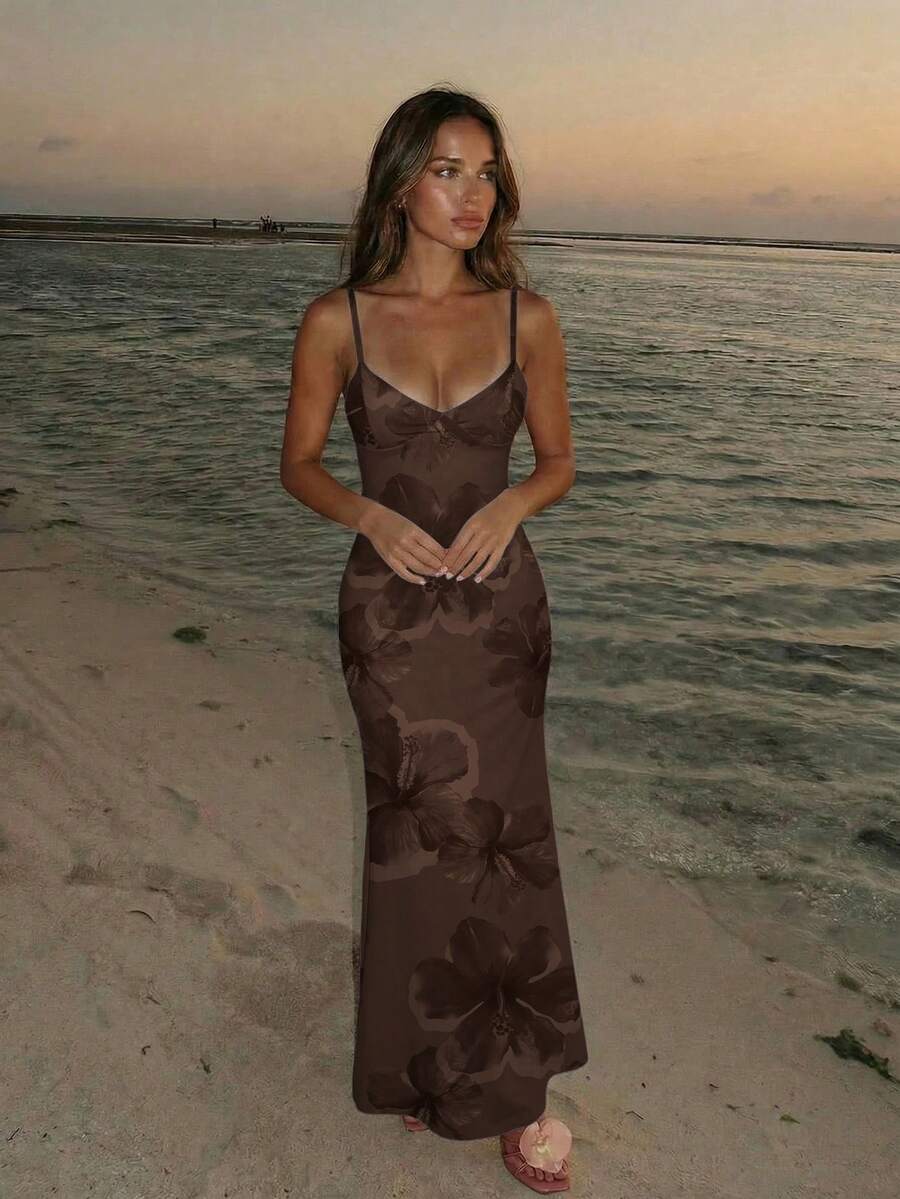 SOLARA - Floral Bodycon Maxi Dress
