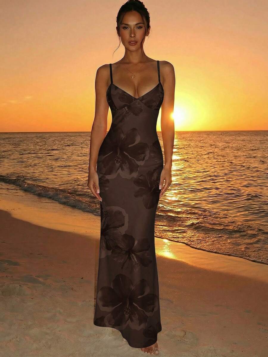 SOLARA - Floral Bodycon Maxi Dress